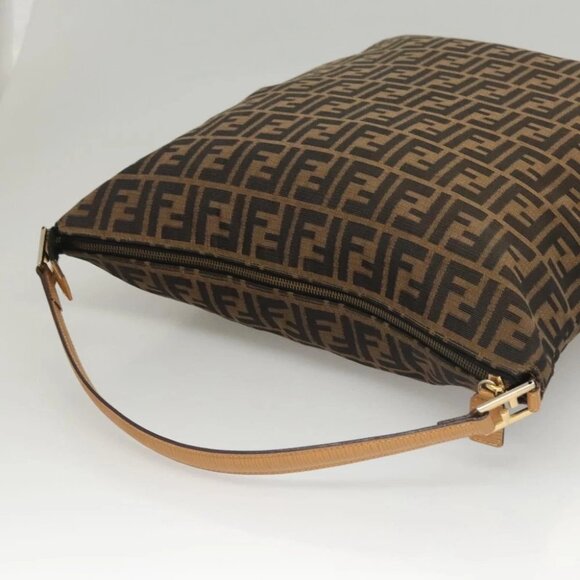 FENDI Zucca Canvas Shoulder Bag Black Brown Auth MX072V - Picture 8 of 14